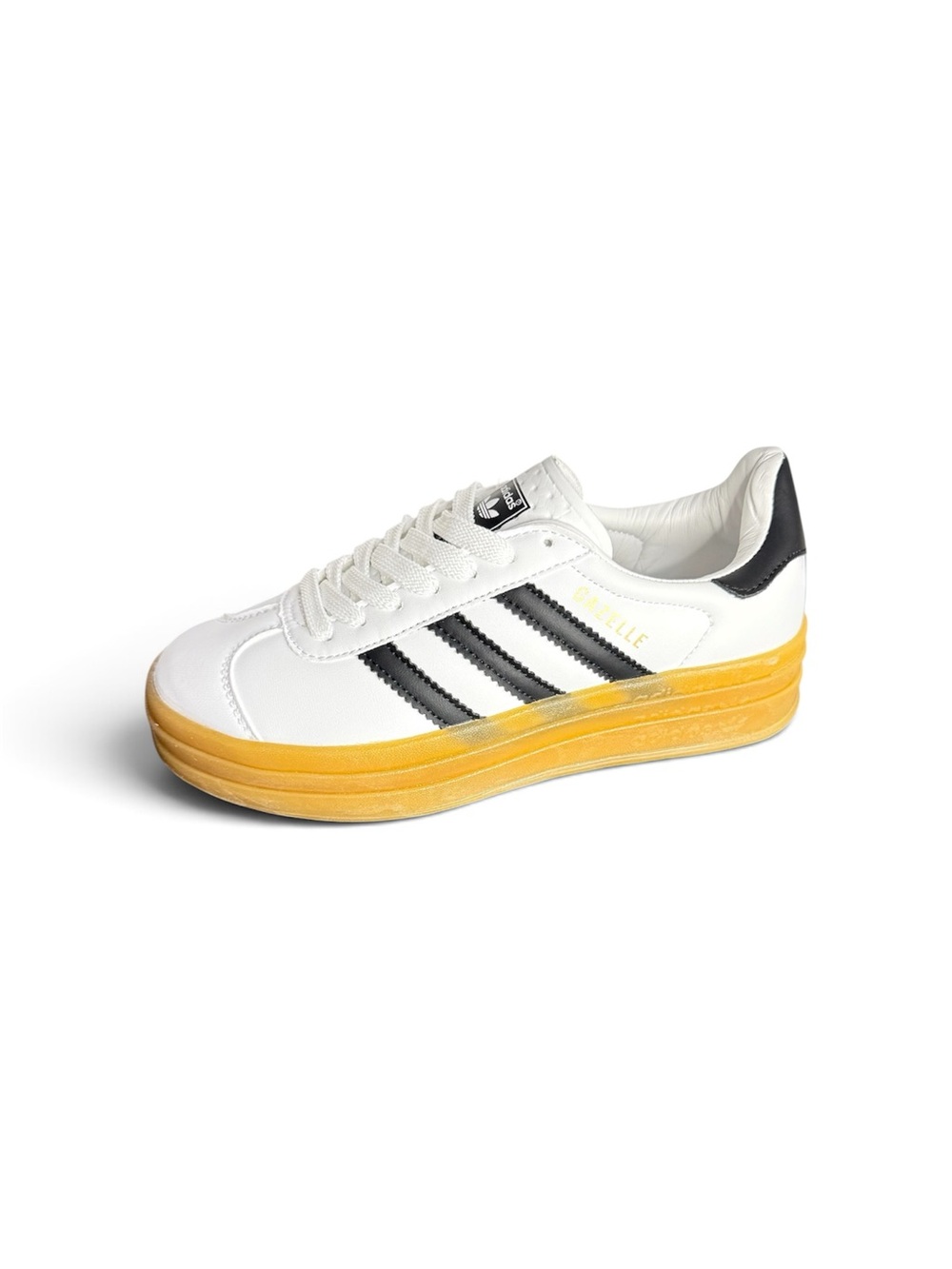 adidas Gazelle Women Low Top Sneakers White Black Gum Sole Size 6